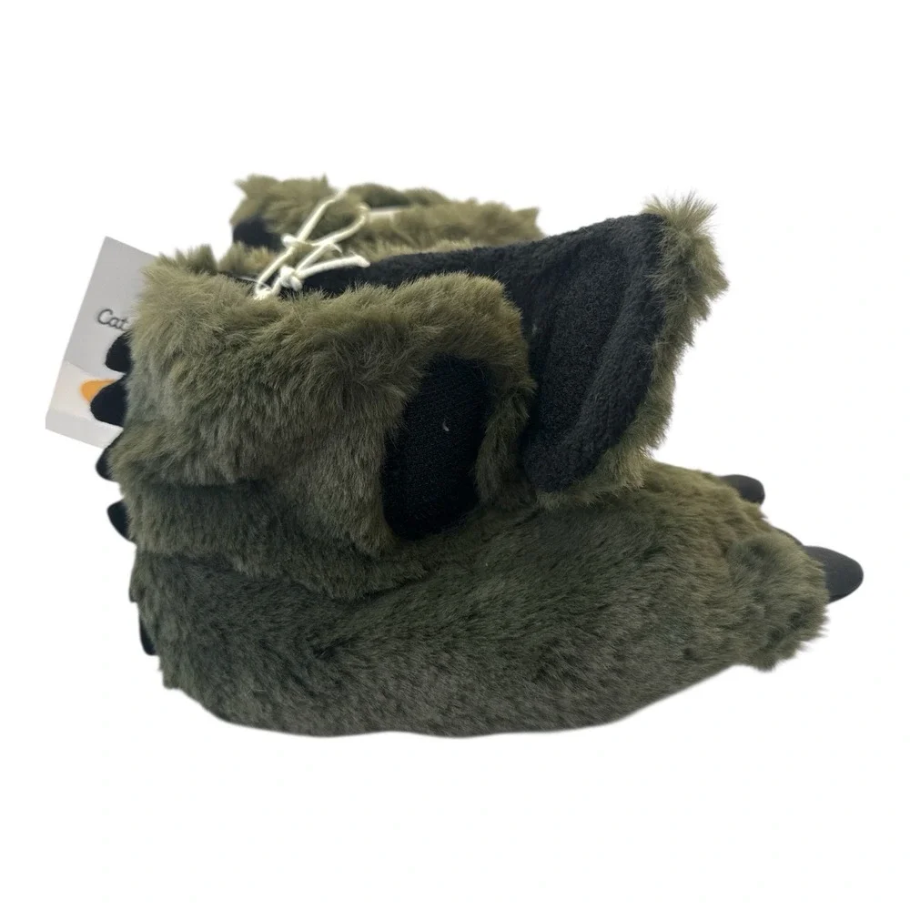Cat & Jack Toddler Ferdinand‎ Dinosaur Claw Slippers Olive Green, Size S (5/6)